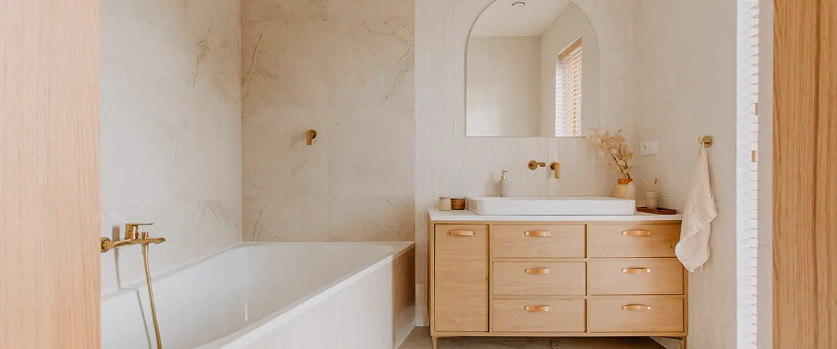 single vanity in a small bathroom remodel