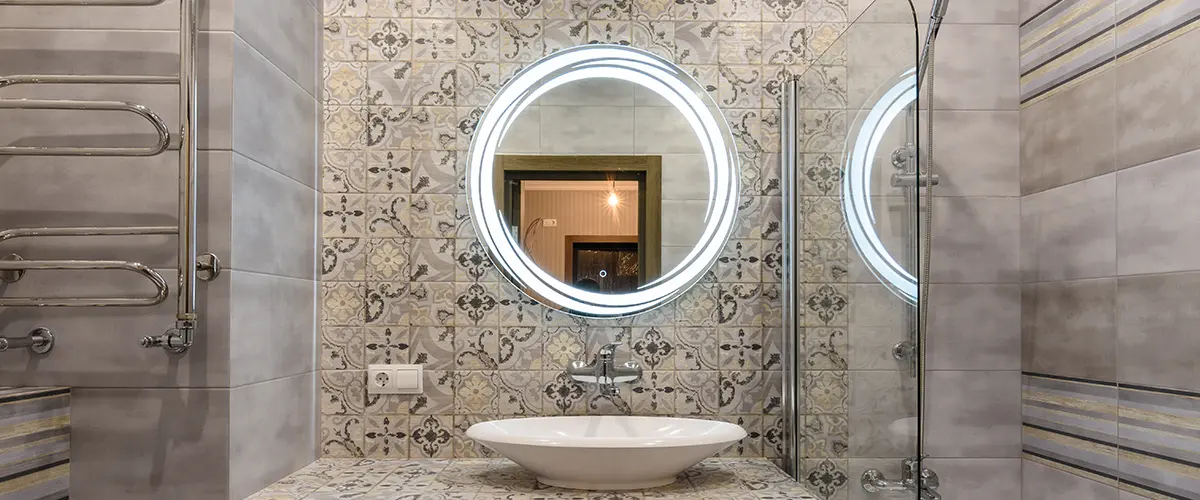 small bathroom remodel with LED mirror