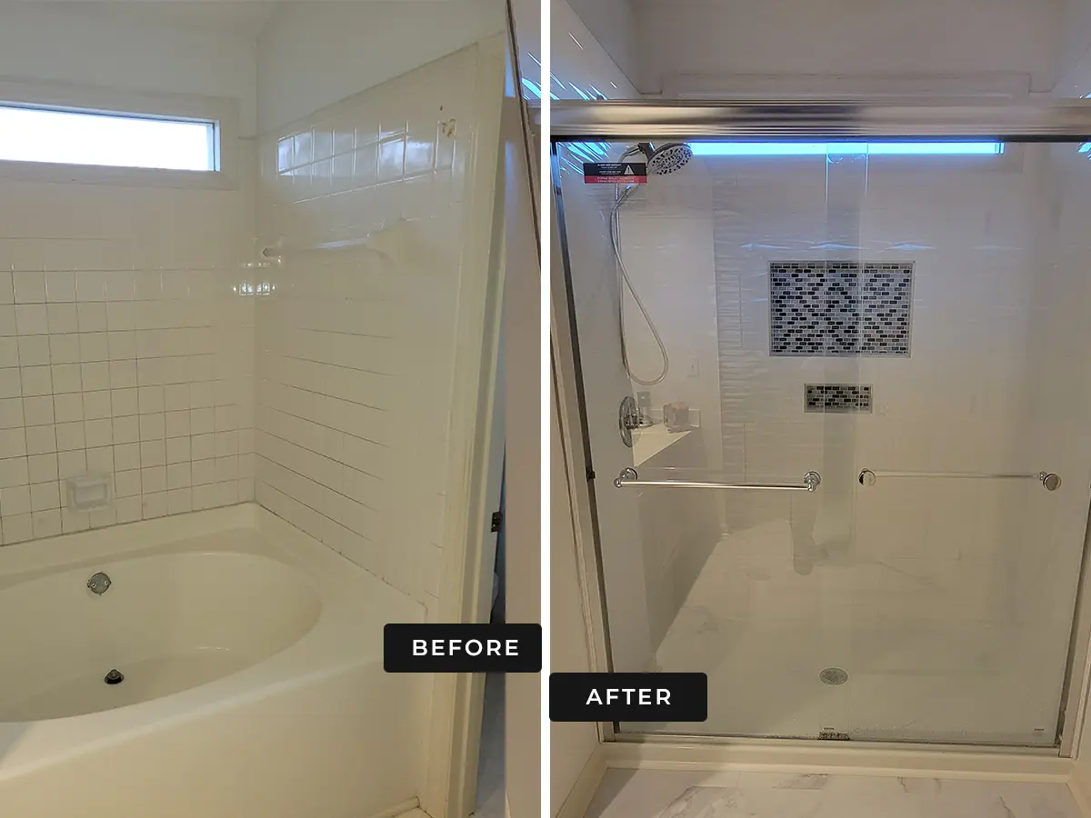 tub to shower conversion 3 before and after
